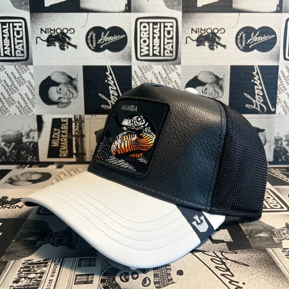 Authentic Goorin Bros Shleather Snake "Mamba" Black White Leather Hat (NWT) - Picture 2 of 3